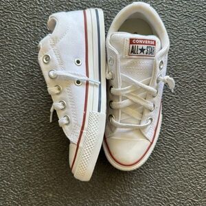 Converse Kids White Sneakers with Red and Blue Accents